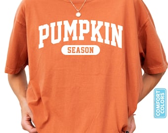 Pumpkin Season Comfort Colors® Shirt, Cozy Fall Crewneck for Women, Autumn Outfit, Pumpkin Patch Tee, Harvest Season Tee, Thanksgiving Shirt