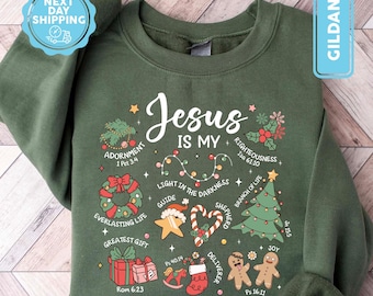 Christian Christmas Sweatshirt, Jesus Christmas Shirt, Faith Holiday Crewneck, Bible Verse Sweater, Christian Sweat For Women, Xmas Gift