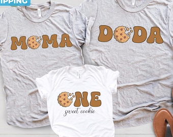 Cookies and Milk Sweet One 1st Birthday Party Shirts, Family Matching First Birthday Tshirt, Sweet One Milk and Cookie Theme Birthday Tee