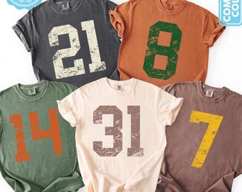 Comfort Colors® Custom Number Shirt, Personalized Sports Number Shirt, College Football Number Shirts, Your Number T shirt, Game Day Number