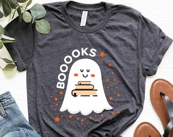 Booooks Shirt, Halloween Teacher Shirt, Reading Shirt, Funny Hallowen Shirt, Librarian Shirt, Halloween Gift for Book Lover, Fall Shirts