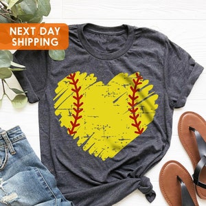 Distressed Softball Heart Shirt, Softball Heart Shirt, Softball Shirt, Distressed Baseball Shirt, Softball Mom Shirt, Baseball Heart Shirt