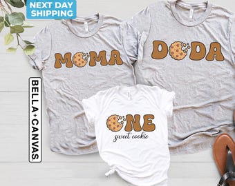 Cookies and Milk Sweet One 1st Birthday Party Shirts, Family Matching First Birthday Tshirt, Sweet One Milk and Cookie Theme Birthday Tee