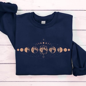 Celestial Sweatshirt, Moon Phase Hoodie, Boho Mystical Moon And Sun Hoodie, Astrology Shirt, Astronomy Outfit, Spiritual Women Clothing Gift
