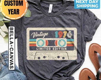 1976 Vintage Birthday Gift Tee, Retro Style, 50th Birthday for Women, 50th Birthday, 50th Birthday Gift, 1976 Limited Edition Cassette Shirt