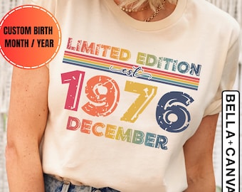 1976 Retro Birthday Shirt, Vintage 50th Birthday Gift, Custom Birthday Tshirt for Men & Women, Personalized Birthday Gifts, 50th B-day Shirt