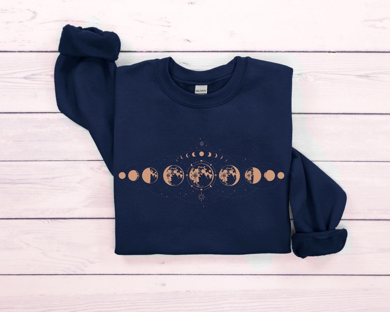 Celestial Sweatshirt, Moon Phase Hoodie, Boho Mystical Moon And Sun Hoodie, Astrology Shirt, Astronomy Outfit, Spiritual Women Clothing Gift