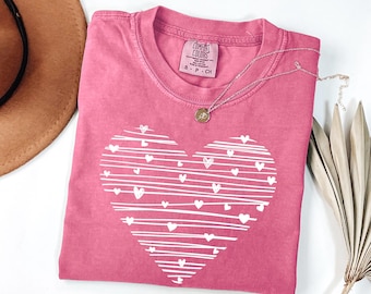 Comfort Colors® Hearts Shirt, Cute Heart Shirt, Love Valentines Day Shirt, Girls Valentines Day Shirt, Cute Christmas Gift, Loved Ones Gifts