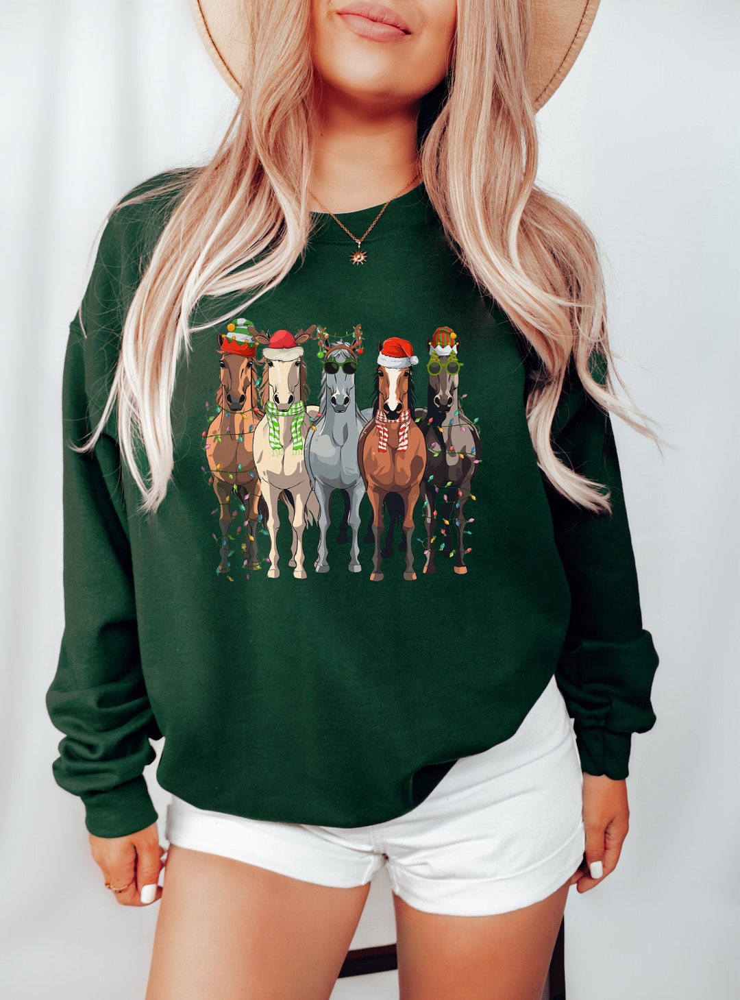 Crazy Horse Embroidered Christmas Sweater-Chest 44