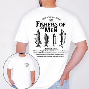 Comfort Colors® Fishers of Men Tee, Christian T-shirts, Outdoors Faith Shirt, Jesus Tee, Bible Verse Matthew 4:19, Father's Day Gift for Him image 8