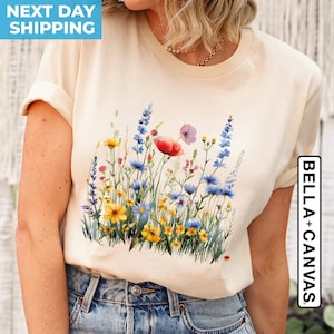 Wild Flower Shirt, Vintage Botanical Tee, Pastel Floral Nature T-Shirt, Garden Lover Tee, Flower Lover Tee, Wildflower, Cottagecore Shirt