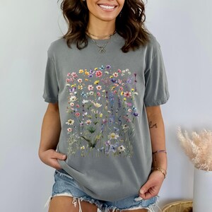 Vintage Pressed Flowers Shirt Comfort Colors® Boho Cottagecore Tshirt ...