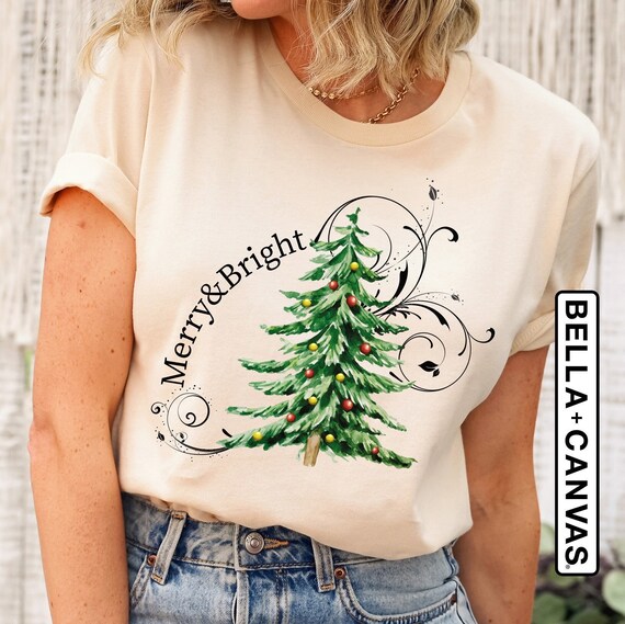 Christmas Shirt, Merry Christmas Shirt, Christmas Tree Shirt, Merry and Bright Shirt, Holiday Shirt, Christmas Women Shirt, Merry and Bright