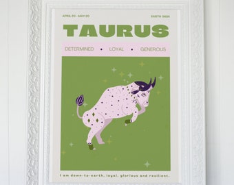 Taurus Wall Art | Star Sign | Zodiac Sign | Astrology | Digital Print | Downloadable | Zodiac Art Print