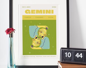 Gemini Wall Art | Star Sign | Zodiac Sign | Astrology | Digital Print | Downloadable | Zodiac Art Print
