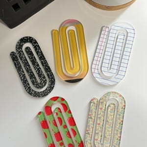 Jumbo Arylic Paperclip Bookmarks