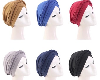 Echarpe turban pré-nouée Bonnet chimio Bonnet Bonnet Super doux au toucher coton turban à fleurs noué