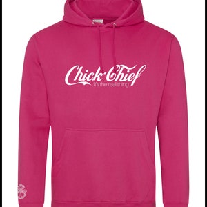 Chick Chief Hot Pink & White Hooded Sweatshirt