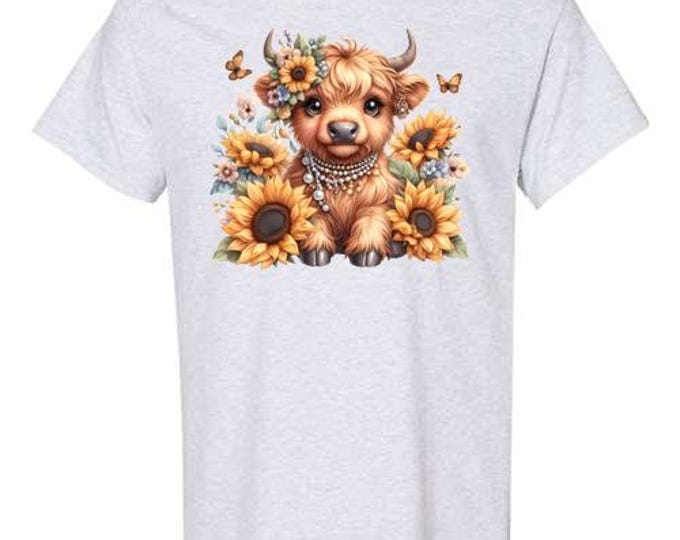 Highland Cows with Sunflowers Graphic T-shirt S-5X