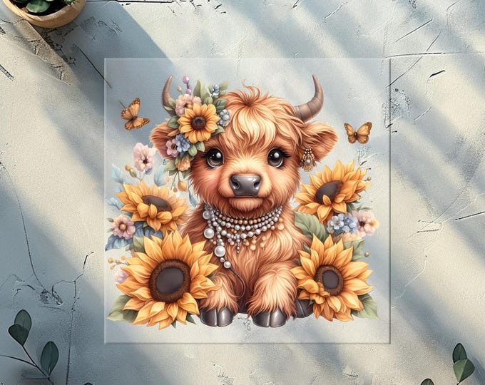 Highland Cows with Sunflowers DTF Transfer