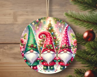 Christmas Gnomes Ceramic Ornaments