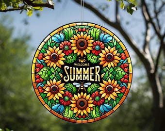 Acrylic Faux Sunflower Stained-Glass Suncatcher