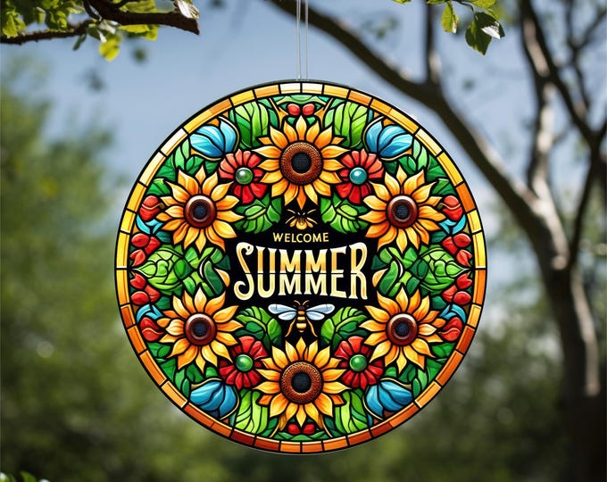 Acrylic Faux Sunflower Stained-Glass Suncatcher
