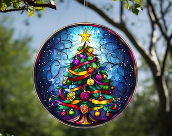 Christmas Tree Acrylic Faux Stained-Glass Suncatcher