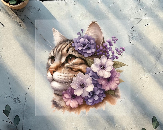 Floral Cats DTF Transfer