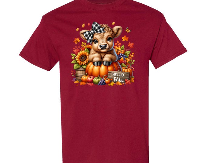 Autumn Highland Cows Graphic T-shirt S-5X