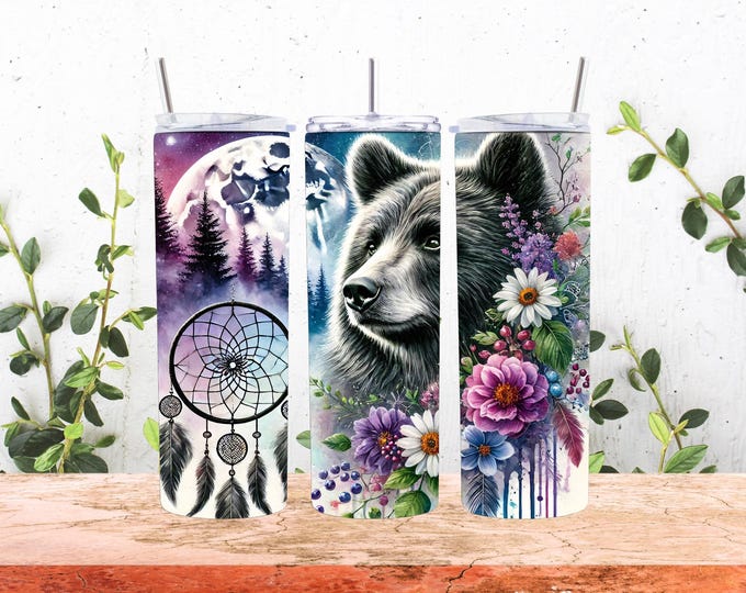 Black Bear Dream Catcher 20oz Stainless Steel Tumbler