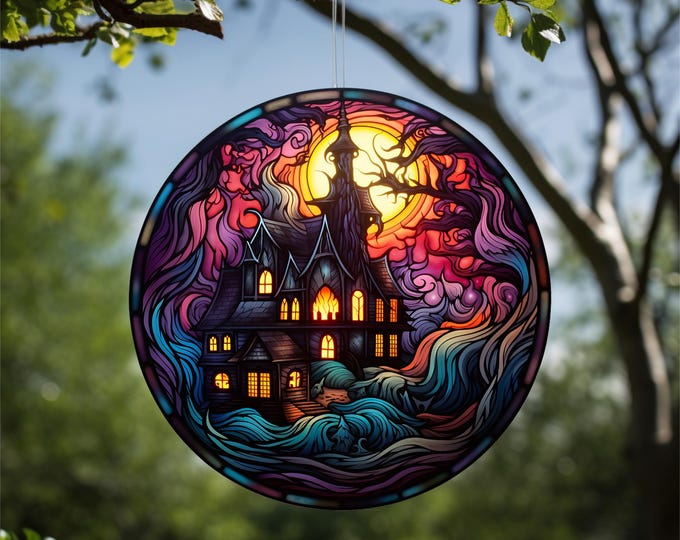 Haunted House Acrylic Faux Stained-Glass Suncatcher