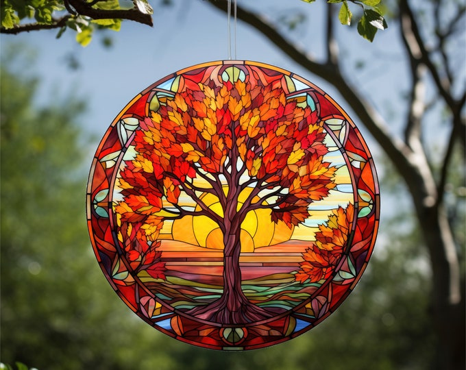Autumn Acrylic Faux Stained-Glass Suncatcher