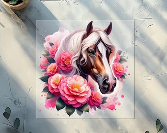 Floral Horses DTF Transfer