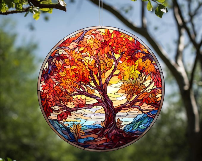 Autumn Blaze Acrylic Faux Stained-Glass Suncatcher