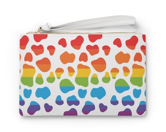 Mutige lässige Regenbogen-Kuh-Druck-Handtasche für Party-Dinner-Date oder Club