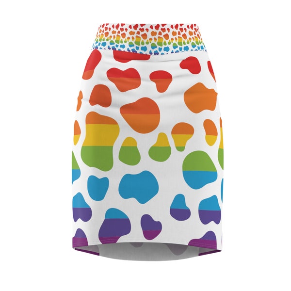 Women's Rainbow Cow-Print Skirt