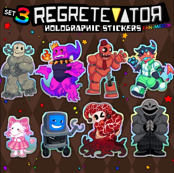 シリーズ 3 REGRETEVATOR - ステッカー: Fleshcousin、Jeremy、Reddy