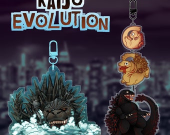 PREORDER Kaiju Evolution & Swimming Kaiju - Acrylic Keychains: Kaiju, Kamata-Kun