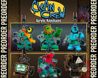 Official CLEAN CREW - Keychains: Ranger, Blaster, Zoomer, Lobber, Buddy, Travelings Man