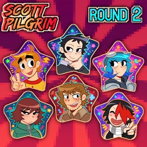 Scott Pilgrim Takes Off Pinback Buttons - Wallace Wells, Scott Pilgrim, Ramona Flowers, Kim Pine, Stephen Stills, Knives Chau