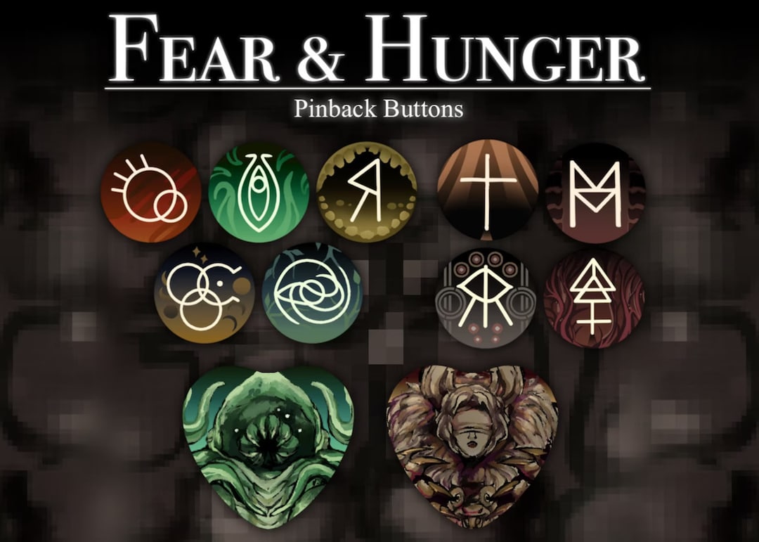 FLASH SALE Fear and Hunger God Symbol Pinback Buttons Pins, Badges - Etsy