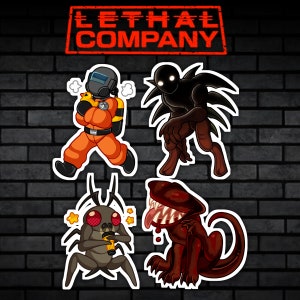 Lethal Company Stickers - Employee, Bracken, Hoarding Bug, Eyeless (Blind) Dog - Vinyl Stickers