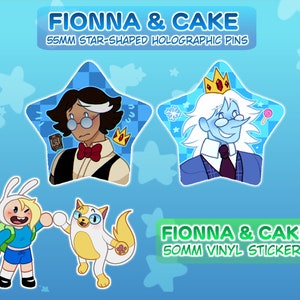 Fionna and Cake, Adventure Time - Winter King and Simon Pretrikov Pinback Buttons and Vinyl Stickers - Pins, Badges