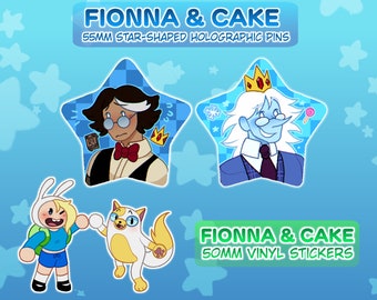 Fionna and Cake, Adventure Time - Winter King and Simon Pretrikov Pinback Buttons and Vinyl Stickers - Pins, Badges