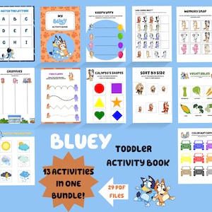 Bluey Activity Book. Printable Preschool & Toddler Learning Binder. Bluey  Busy Book. Bluey Activites. Pre-writing, Color/shape Match 