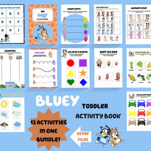 Bluey Activity Book. Printable Preschool & Toddler Learning Binder. Bluey  Busy Book. Bluey Activites. Pre-writing, Color/shape Match 