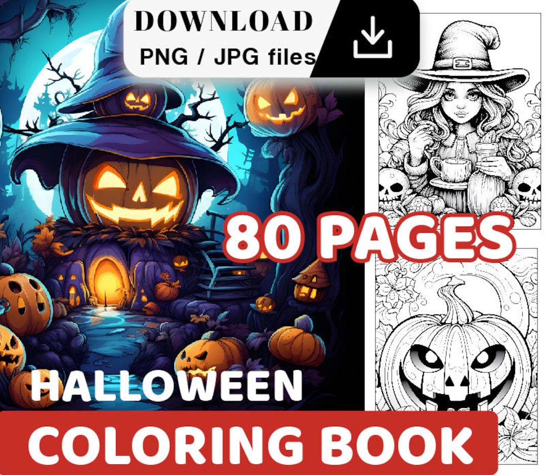 80 Printable Halloween Coloring Pages for Adults, Instant Download Printable PDF/JPG Files ...