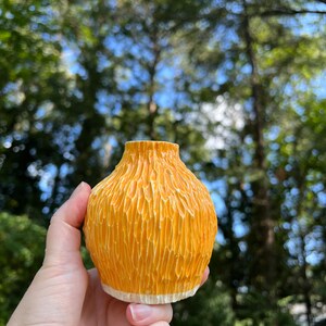 Handmade Ceramic Stoneware Carved Bud Vase Flower Yellow Orange Pottery image 5