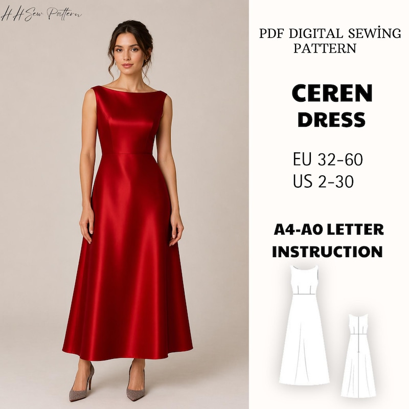 Satin Dress Aline Pattern - Etsy
